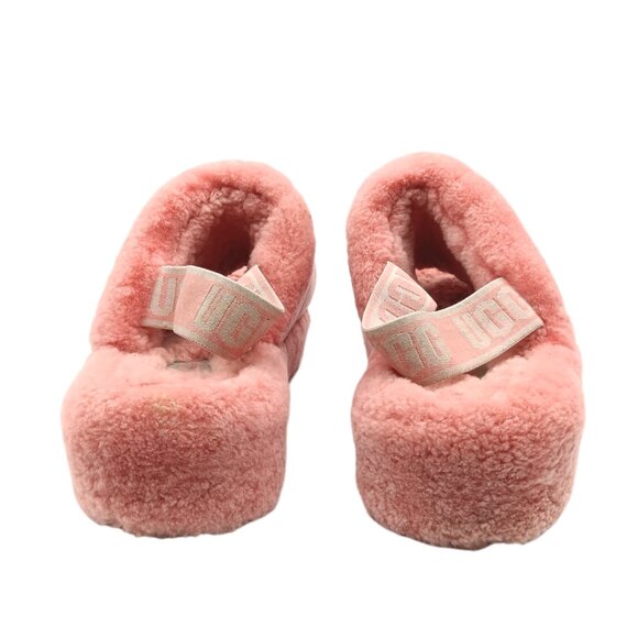 UGG Fluff Yeah Slide Slippers Womens 9 Pink Shearling Fur Comfy Strap Sandals - Picture 4 of 5
